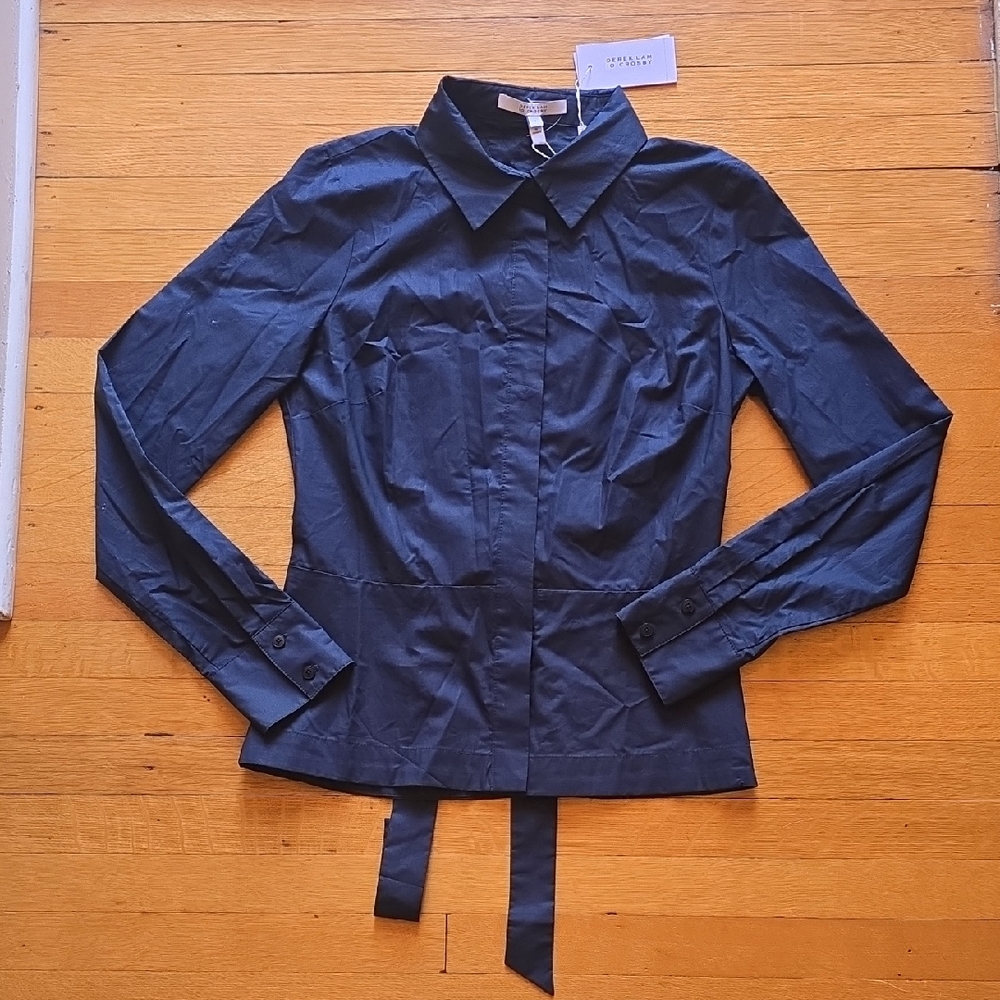 NWT, Derek Lam, 10 Crosby, Navy, Button Down Blouse, Back Detailing, Women's 4​